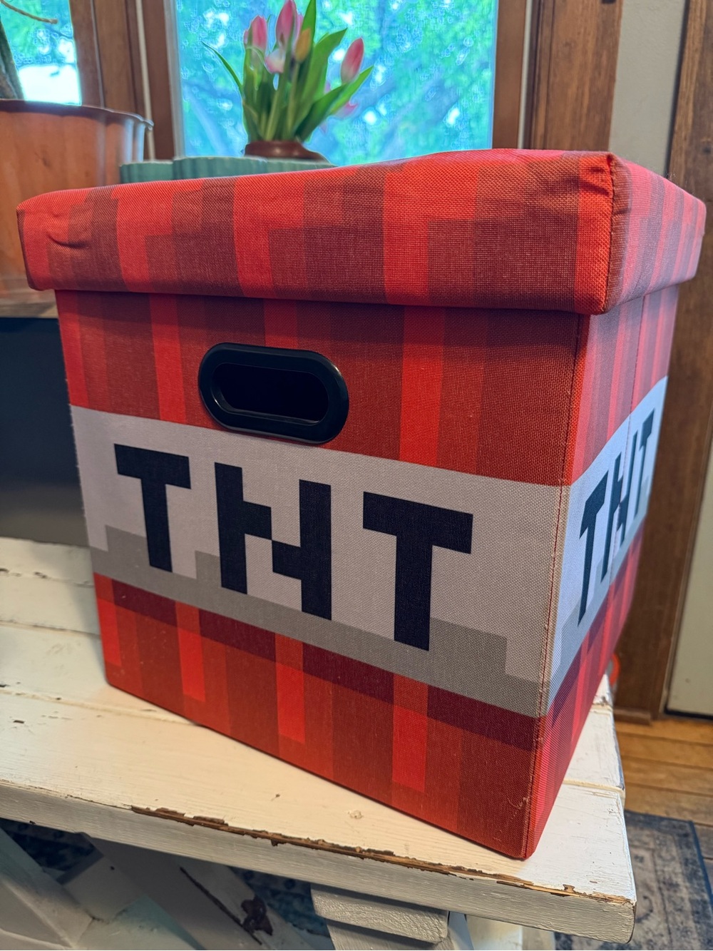 Minecraft TNT Block Storage Tote | Minecraft Storage Cube | 15-Inch Box & Lid